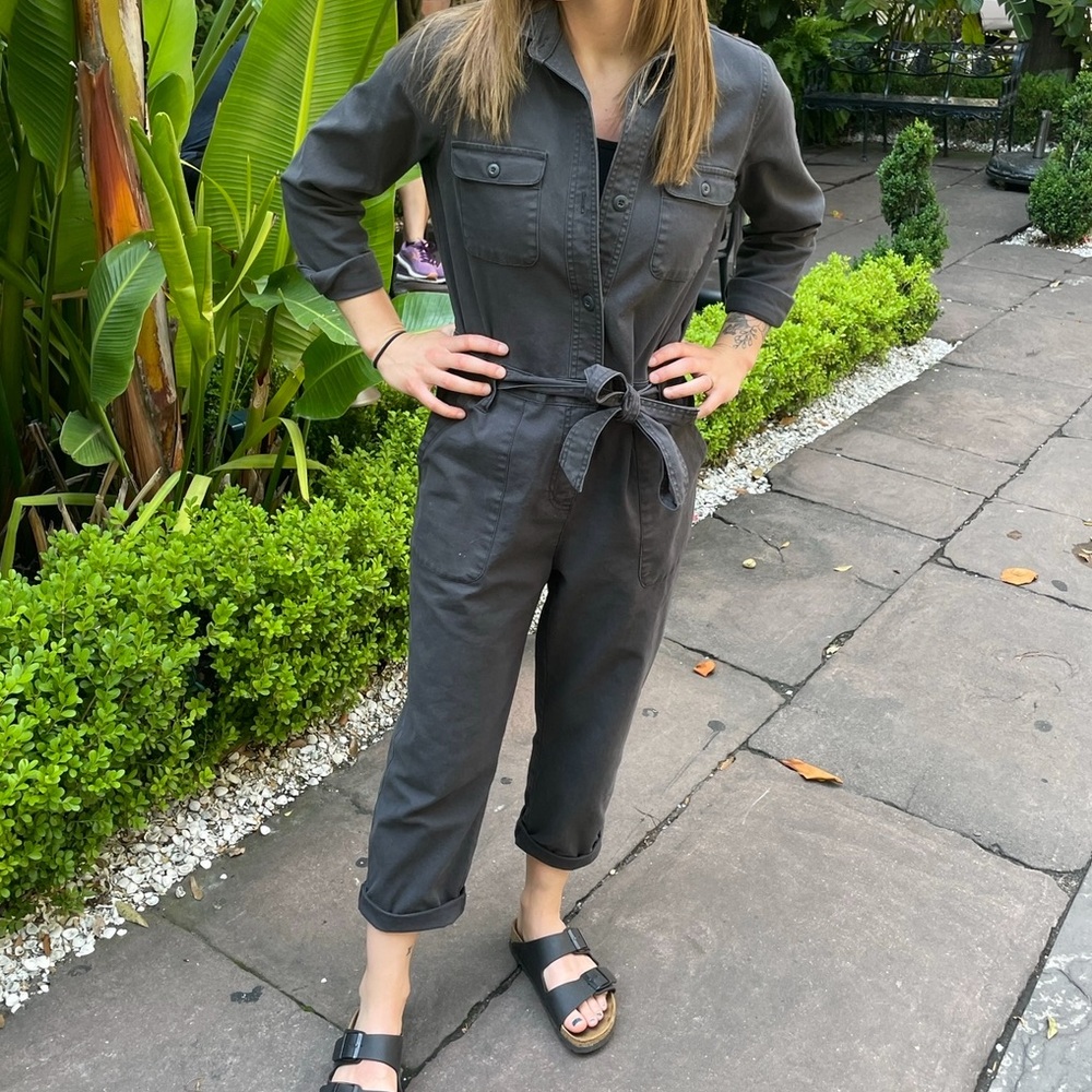 Old Navy Bomber Jumpsuit Gray